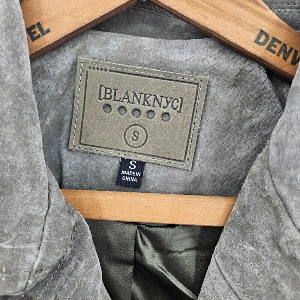 New Blank NYC Suede Moto Jacket Womens S Rosemary Green Leather Crop Blank NYC - Picture 3 of 7